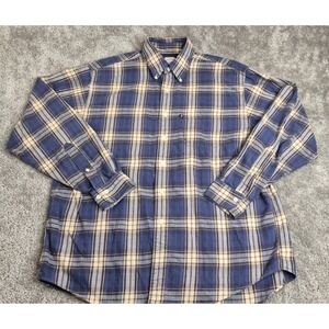 Brooks Brothers 346 Shirt Mens Medium L Blue Plaid Flannel Button Cotton Winter